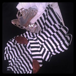 Striped cardigan with faux suede elbow patches